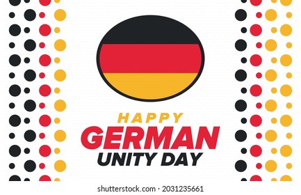 German Unity Day. Celebrated annually on October 3 in Germany. Happy national holiday of unity, freedom and reunification. Deutsch flag. Patriotic poster design. Vector illustration