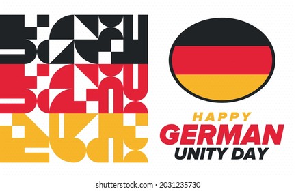 German Unity Day. Celebrated annually on October 3 in Germany. Happy national holiday of unity, freedom and reunification. Deutsch flag. Patriotic poster design. Vector illustration