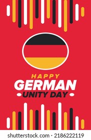 German Unity Day. Celebrated annually on October 3 in Germany. Happy national holiday of unity, freedom and reunification. Deutsch flag. Patriotic poster design. Vector illustration