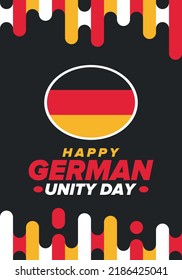 German Unity Day. Celebrated annually on October 3 in Germany. Happy national holiday of unity, freedom and reunification. Deutsch flag. Patriotic poster design. Vector illustration