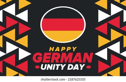 German Unity Day. Celebrated annually on October 3 in Germany. Happy national holiday of unity, freedom and reunification. Deutsch flag. Patriotic poster design. Vector illustration