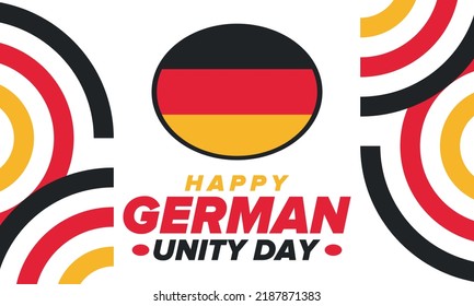 German Unity Day. Celebrated annually on October 3 in Germany. Happy national holiday of unity, freedom and reunification. Deutsch flag. Patriotic poster design. Vector illustration