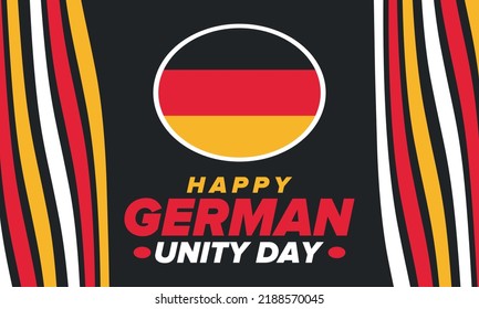 German Unity Day. Celebrated annually on October 3 in Germany. Happy national holiday of unity, freedom and reunification. Deutsch flag. Patriotic poster design. Vector illustration