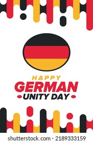 German Unity Day. Celebrated annually on October 3 in Germany. Happy national holiday of unity, freedom and reunification. Deutsch flag. Patriotic poster design. Vector illustration