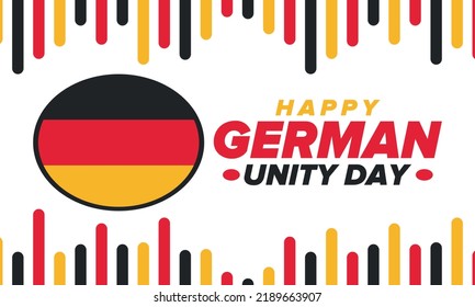 German Unity Day. Celebrated annually on October 3 in Germany. Happy national holiday of unity, freedom and reunification. Deutsch flag. Patriotic poster design. Vector illustration