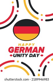 German Unity Day. Celebrated annually on October 3 in Germany. Happy national holiday of unity, freedom and reunification. Deutsch flag. Patriotic poster design. Vector illustration