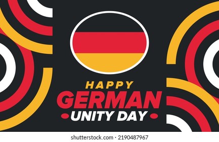 German Unity Day. Celebrated annually on October 3 in Germany. Happy national holiday of unity, freedom and reunification. Deutsch flag. Patriotic poster design. Vector illustration