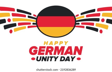 German Unity Day. Celebrated annually on October 3 in Germany. Happy national holiday of unity, freedom and reunification. Deutsch flag. Patriotic poster design. Vector illustration