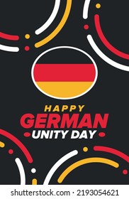 German Unity Day. Celebrated annually on October 3 in Germany. Happy national holiday of unity, freedom and reunification. Deutsch flag. Patriotic poster design. Vector illustration