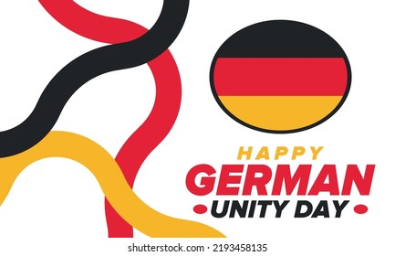 German Unity Day. Celebrated annually on October 3 in Germany. Happy national holiday of unity, freedom and reunification. Deutsch flag. Patriotic poster design. Vector illustration