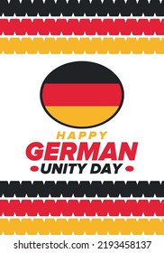 German Unity Day. Celebrated annually on October 3 in Germany. Happy national holiday of unity, freedom and reunification. Deutsch flag. Patriotic poster design. Vector illustration