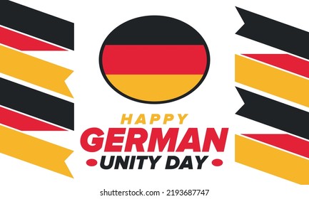 German Unity Day. Celebrated annually on October 3 in Germany. Happy national holiday of unity, freedom and reunification. Deutsch flag. Patriotic poster design. Vector illustration