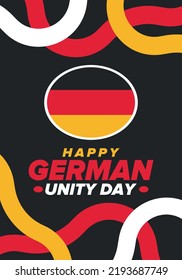 German Unity Day. Celebrated annually on October 3 in Germany. Happy national holiday of unity, freedom and reunification. Deutsch flag. Patriotic poster design. Vector illustration