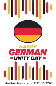 German Unity Day. Celebrated annually on October 3 in Germany. Happy national holiday of unity, freedom and reunification. Deutsch flag. Patriotic poster design. Vector illustration