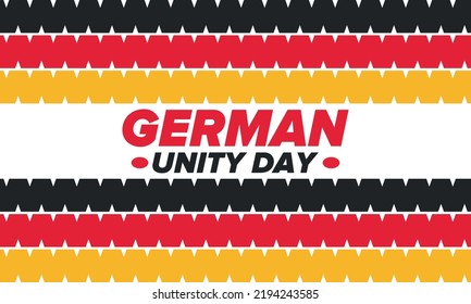 German Unity Day. Celebrated annually on October 3 in Germany. Happy national holiday of unity, freedom and reunification. Deutsch flag. Patriotic poster design. Vector illustration