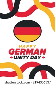 German Unity Day. Celebrated annually on October 3 in Germany. Happy national holiday of unity, freedom and reunification. Deutsch flag. Patriotic poster design. Vector illustration