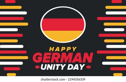 German Unity Day. Celebrated annually on October 3 in Germany. Happy national holiday of unity, freedom and reunification. Deutsch flag. Patriotic poster design. Vector illustration