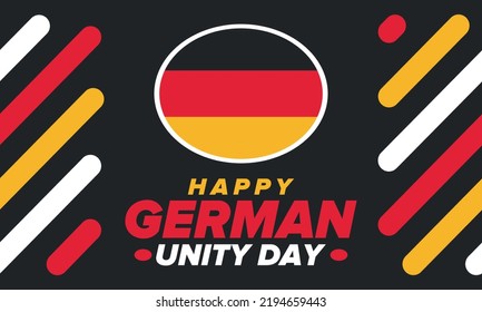 German Unity Day. Celebrated annually on October 3 in Germany. Happy national holiday of unity, freedom and reunification. Deutsch flag. Patriotic poster design. Vector illustration