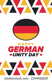 German Unity Day. Celebrated annually on October 3 in Germany. Happy national holiday of unity, freedom and reunification. Deutsch flag. Patriotic poster design. Vector illustration