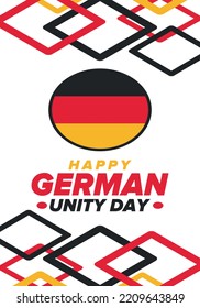 German Unity Day. Celebrated annually on October 3 in Germany. Happy national holiday of unity, freedom and reunification. Deutsch flag. Patriotic poster design. Vector illustration