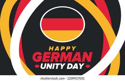 German Unity Day. Celebrated annually on October 3 in Germany. Happy national holiday of unity, freedom and reunification. Deutsch flag. Patriotic poster design. Vector illustration