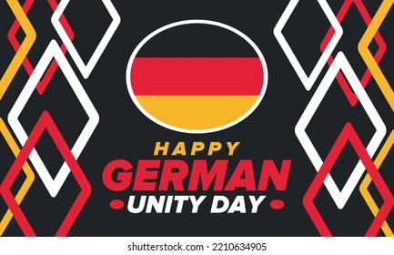 German Unity Day. Celebrated annually on October 3 in Germany. Happy national holiday of unity, freedom and reunification. Deutsch flag. Patriotic poster design. Vector illustration