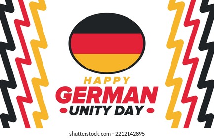 German Unity Day. Celebrated annually on October 3 in Germany. Happy national holiday of unity, freedom and reunification. Deutsch flag. Patriotic poster design. Vector illustration