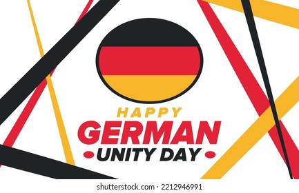 German Unity Day. Celebrated annually on October 3 in Germany. Happy national holiday of unity, freedom and reunification. Deutsch flag. Patriotic poster design. Vector illustration