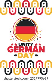 German Unity Day. Celebrated annually on October 3 in Germany. Happy national holiday of unity, freedom and reunification. Deutsch flag. Patriotic poster design. Vector illustration