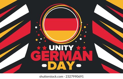 German Unity Day. Celebrated annually on October 3 in Germany. Happy national holiday of unity, freedom and reunification. Deutsch flag. Patriotic poster design. Vector illustration