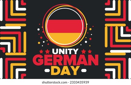 German Unity Day. Celebrated annually on October 3 in Germany. Happy national holiday of unity, freedom and reunification. Deutsch flag. Patriotic poster design. Vector illustration