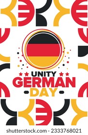 German Unity Day. Celebrated annually on October 3 in Germany. Happy national holiday of unity, freedom and reunification. Deutsch flag. Patriotic poster design. Vector illustration