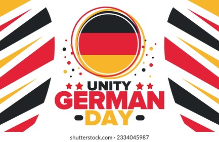 German Unity Day. Celebrated annually on October 3 in Germany. Happy national holiday of unity, freedom and reunification. Deutsch flag. Patriotic poster design. Vector illustration