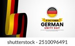 German Unity Day celebration Banner Background with Waving ribbon flag Vector illustration