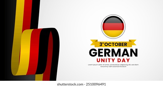 German Unity Day celebration Banner Background with Waving ribbon flag Vector illustration