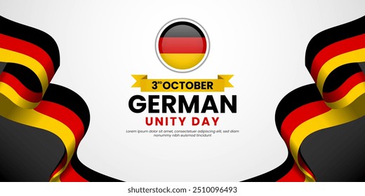 German Unity Day celebration Banner Background with Waving ribbon flag Vector illustration
