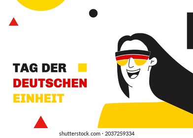 German Unity Day greeting card. Text in German: Day of German unity. Vector illustration.