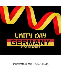 German unity day greeting card, banner, vector illustration. wrapped in german flag ribbon
