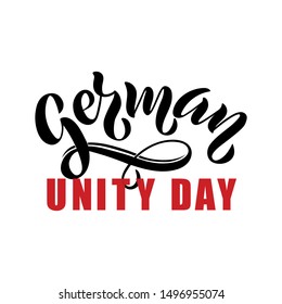 German Unity Day hand writing phrase isolated on white background for greeting card, poster, banner. Typography design. Modern brush ink calligraphy. Vector EPS 10