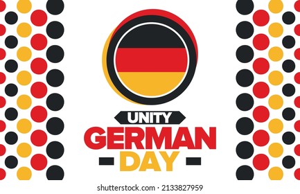 German Unity Day. Happy national holiday of unity, freedom and reunification. Deutsch flag. Celebrated annually on October 3 in Germany. Patriotic poster design. Vector illustration