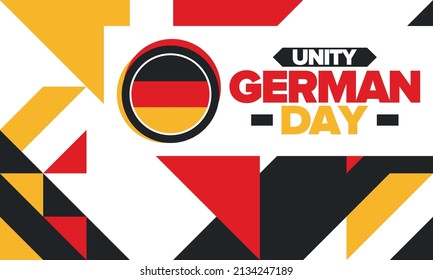 German Unity Day. Happy national holiday of unity, freedom and reunification. Deutsch flag. Celebrated annually on October 3 in Germany. Patriotic poster design. Vector illustration