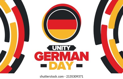 German Unity Day. Happy national holiday of unity, freedom and reunification. Deutsch flag. Celebrated annually on October 3 in Germany. Patriotic poster design. Vector illustration