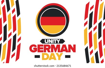 German Unity Day. Happy national holiday of unity, freedom and reunification. Deutsch flag. Celebrated annually on October 3 in Germany. Patriotic poster design. Vector illustration