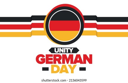 German Unity Day. Happy national holiday of unity, freedom and reunification. Deutsch flag. Celebrated annually on October 3 in Germany. Patriotic poster design. Vector illustration