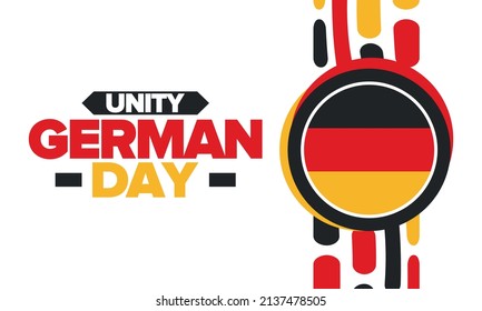 German Unity Day. Happy national holiday of unity, freedom and reunification. Deutsch flag. Celebrated annually on October 3 in Germany. Patriotic poster design. Vector illustration