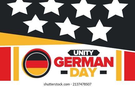 German Unity Day. Happy national holiday of unity, freedom and reunification. Deutsch flag. Celebrated annually on October 3 in Germany. Patriotic poster design. Vector illustration