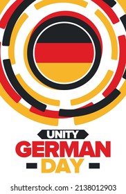 German Unity Day. Happy national holiday of unity, freedom and reunification. Deutsch flag. Celebrated annually on October 3 in Germany. Patriotic poster design. Vector illustration