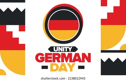 German Unity Day. Happy national holiday of unity, freedom and reunification. Deutsch flag. Celebrated annually on October 3 in Germany. Patriotic poster design. Vector illustration