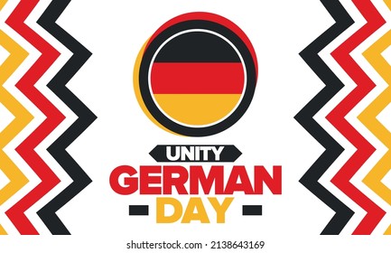 German Unity Day. Happy national holiday of unity, freedom and reunification. Deutsch flag. Celebrated annually on October 3 in Germany. Patriotic poster design. Vector illustration