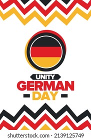 German Unity Day. Happy national holiday of unity, freedom and reunification. Deutsch flag. Celebrated annually on October 3 in Germany. Patriotic poster design. Vector illustration